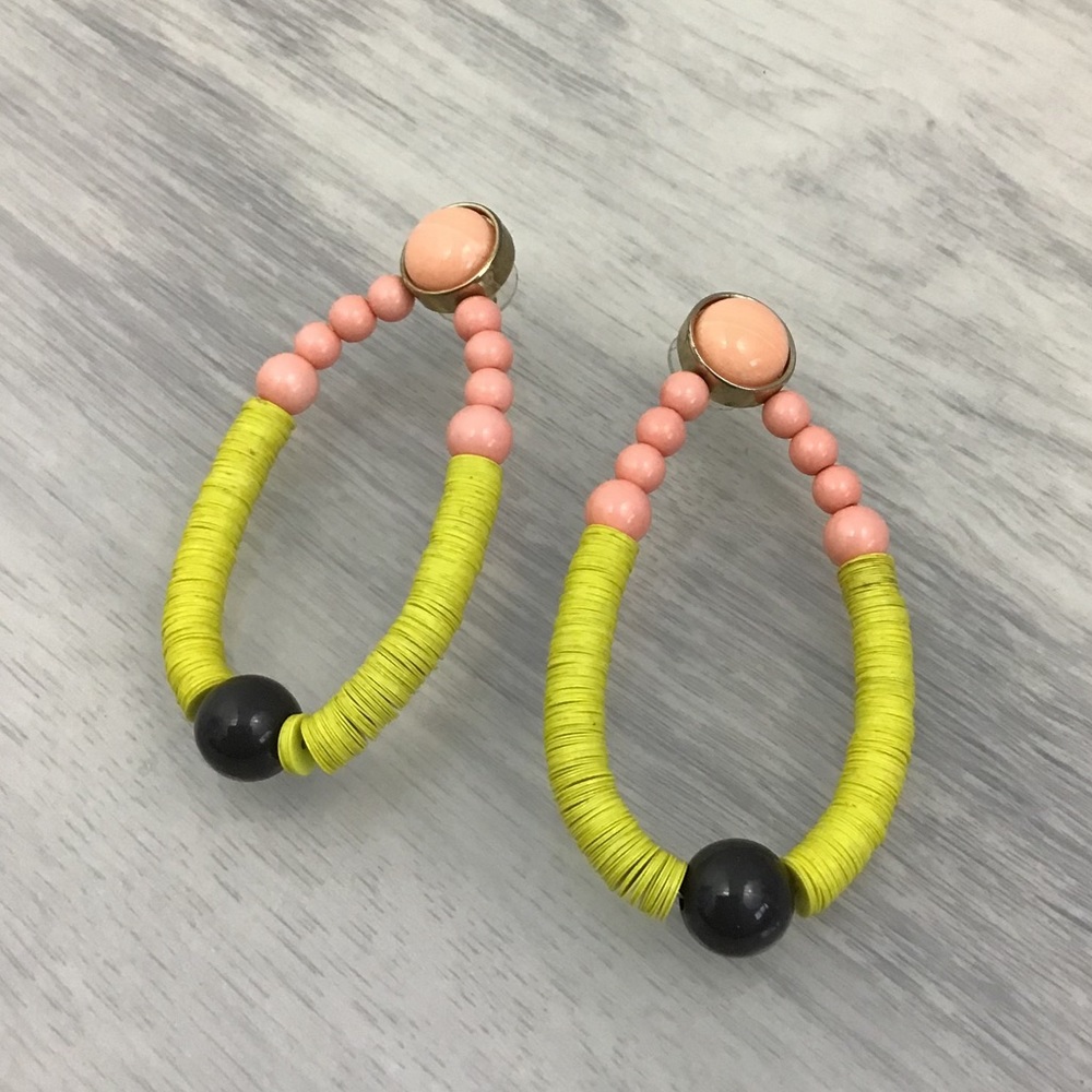 Fun Bead and Thread Oval Earrings